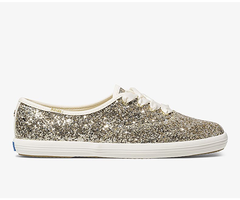 Keds Womens Platinum Gold Champion Shoes - Keds X Kate Spade New York Champion Glitter 146HOMNKE